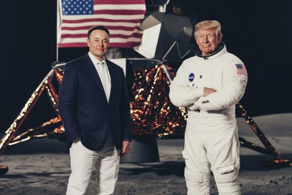 Trump and Musk moon landing